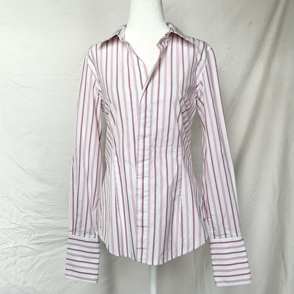 2000s Victoria's Secret Moda International Pinstripe Blazer Top Y2K Preppy 90s